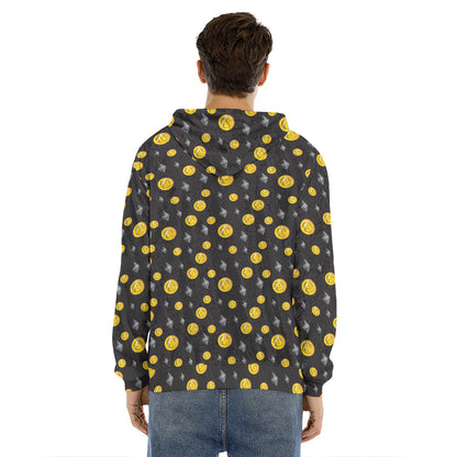 Bitcoin And Ethereum Pattern Print Men's Velvet Pullover Hoodie