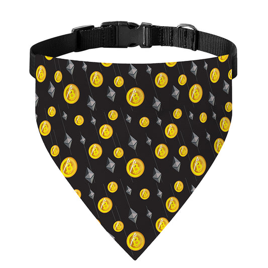 Bitcoin And Ethereum Pattern Print Over The Collar Dog Bandana