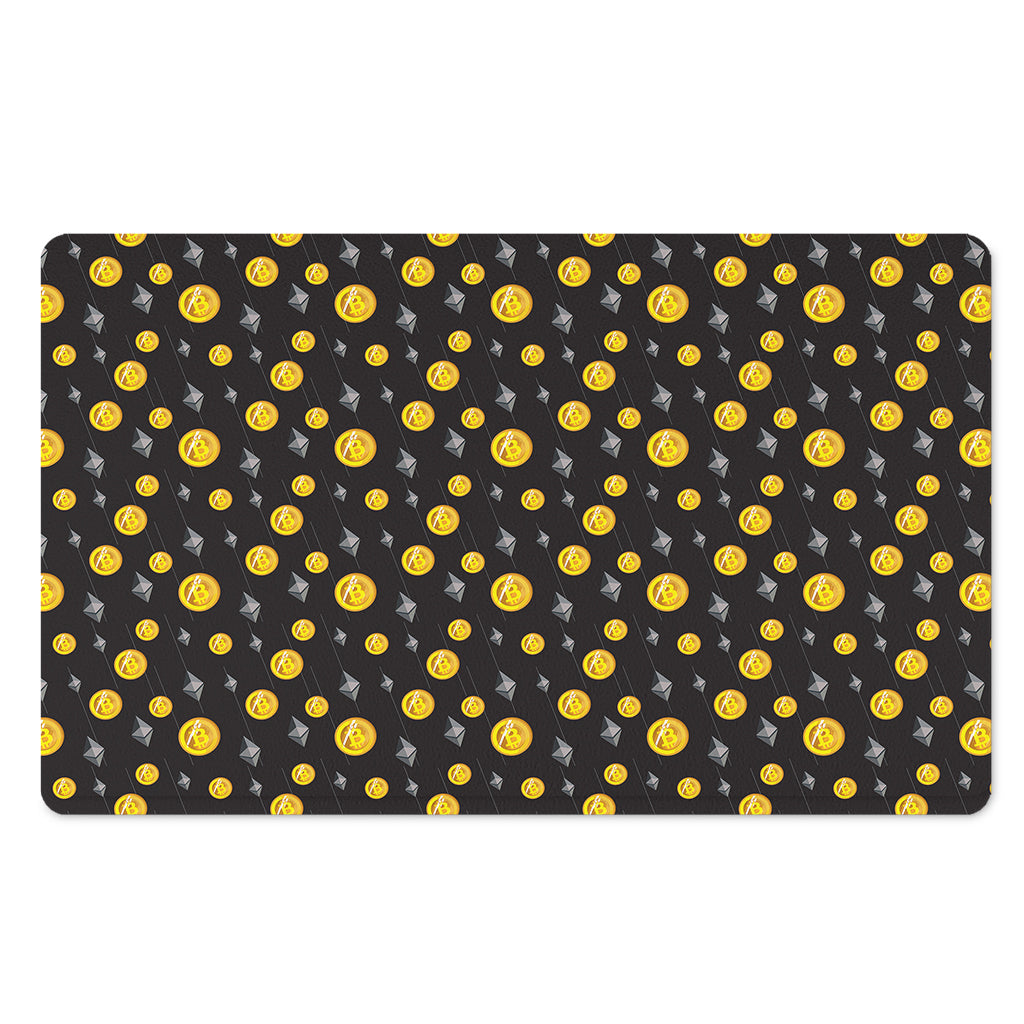 Bitcoin And Ethereum Pattern Print Polyester Doormat