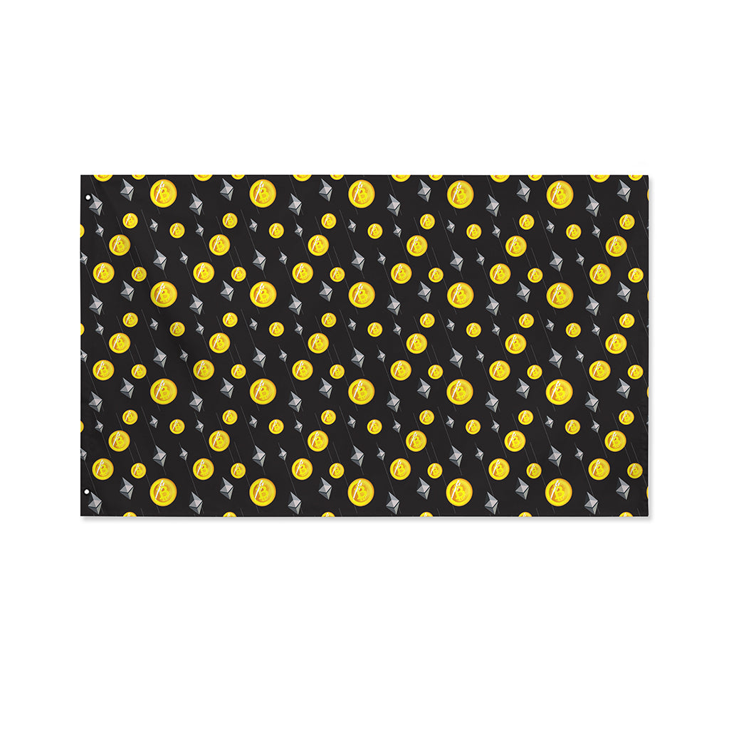 Bitcoin And Ethereum Pattern Print Polyester Flag