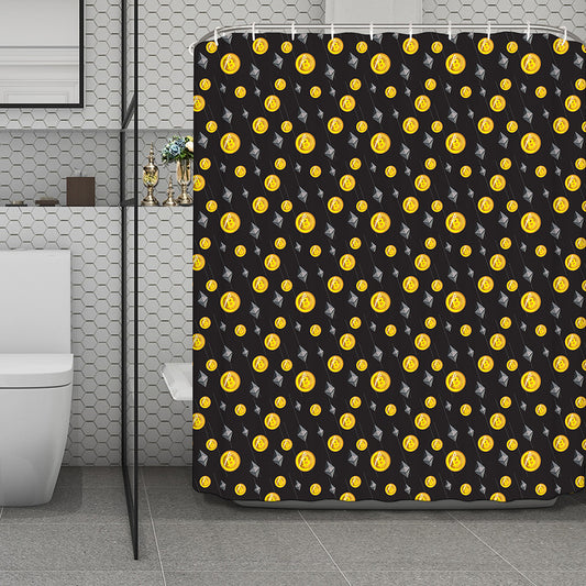Bitcoin And Ethereum Pattern Print Polyester Shower Curtain