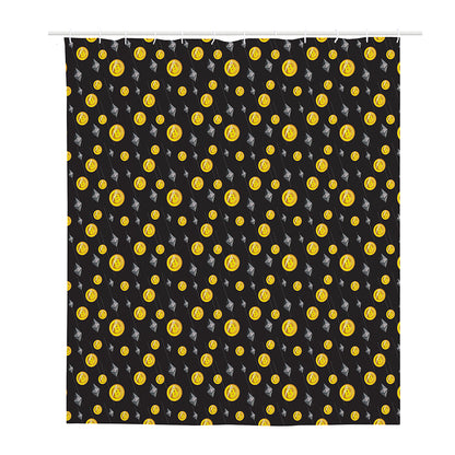Bitcoin And Ethereum Pattern Print Polyester Shower Curtain