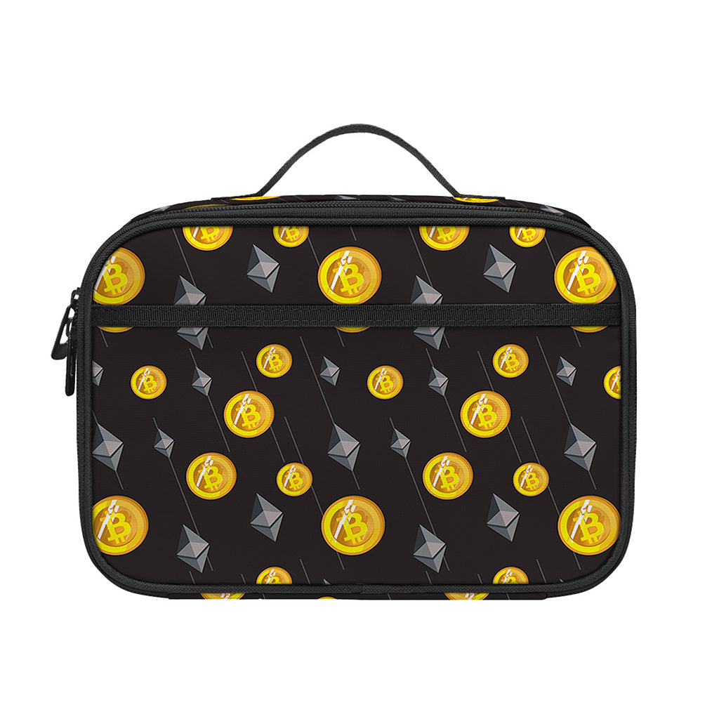 Bitcoin And Ethereum Pattern Print Portable Lunch Bag