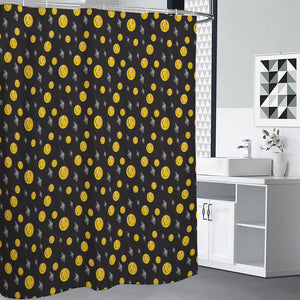 Bitcoin And Ethereum Pattern Print Premium Shower Curtain