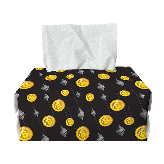 Bitcoin And Ethereum Pattern Print Rectangle Tissue Box Cover