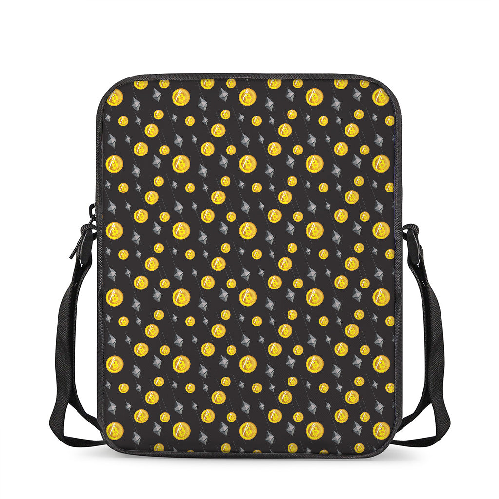 Bitcoin And Ethereum Pattern Print Rectangular Crossbody Bag