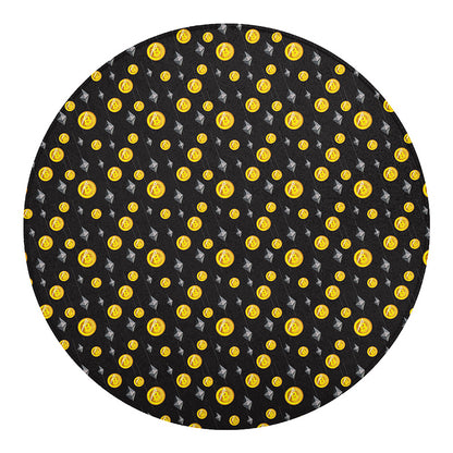 Bitcoin And Ethereum Pattern Print Round Blanket