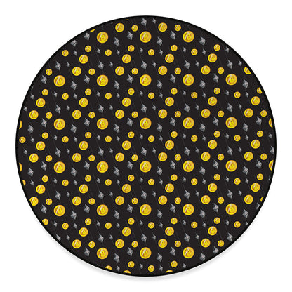Bitcoin And Ethereum Pattern Print Round Floor Mat