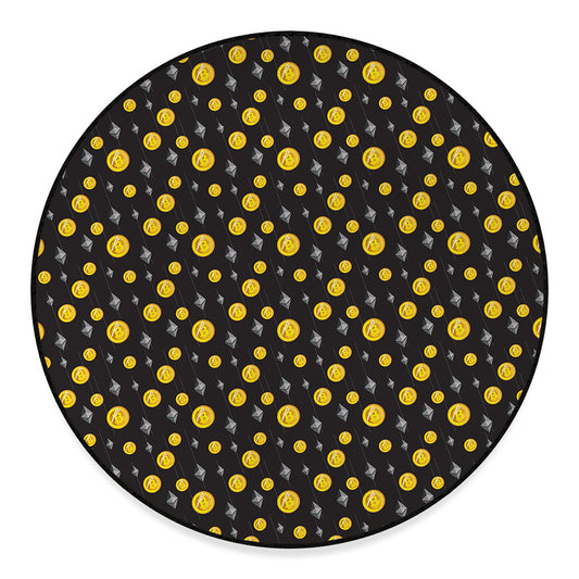 Bitcoin And Ethereum Pattern Print Round Floor Mat