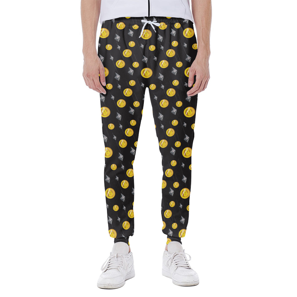 Bitcoin And Ethereum Pattern Print Scuba Joggers