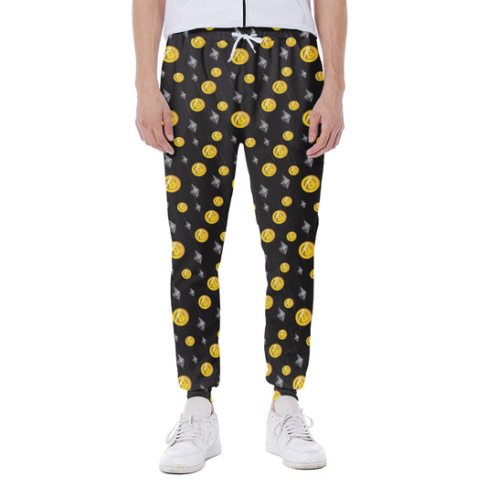 Bitcoin And Ethereum Pattern Print Scuba Joggers
