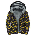 Bitcoin And Ethereum Pattern Print Sherpa Lined Zip Up Hoodie