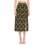 Bitcoin And Ethereum Pattern Print Side Slit Midi Skirt