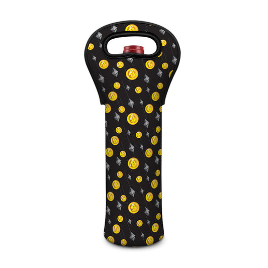 Bitcoin And Ethereum Pattern Print Single Neoprene Wine Tote