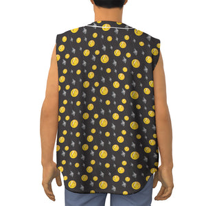 Bitcoin And Ethereum Pattern Print Sleeveless Baseball Jersey