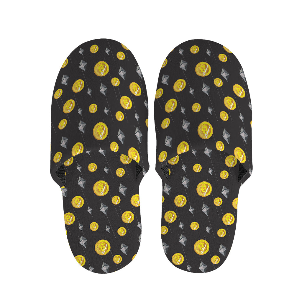 Bitcoin And Ethereum Pattern Print Slippers