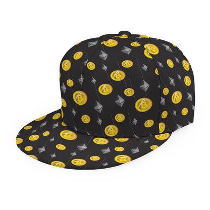Bitcoin And Ethereum Pattern Print Snapback Cap