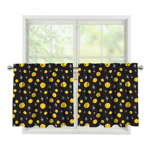 Bitcoin And Ethereum Pattern Print Tier Curtains