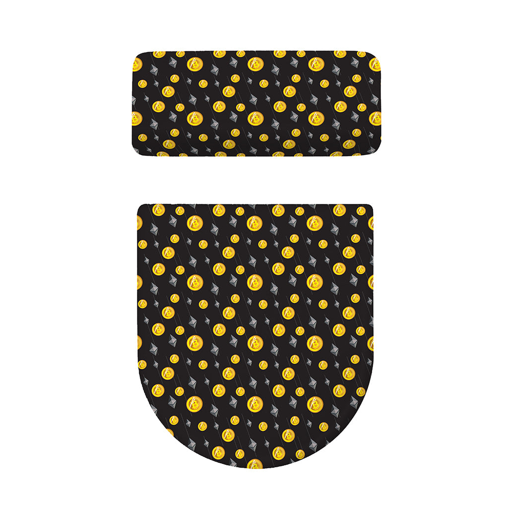 Bitcoin And Ethereum Pattern Print Toilet Lid And Tank Cover Set