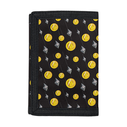 Bitcoin And Ethereum Pattern Print Trifold Wallet