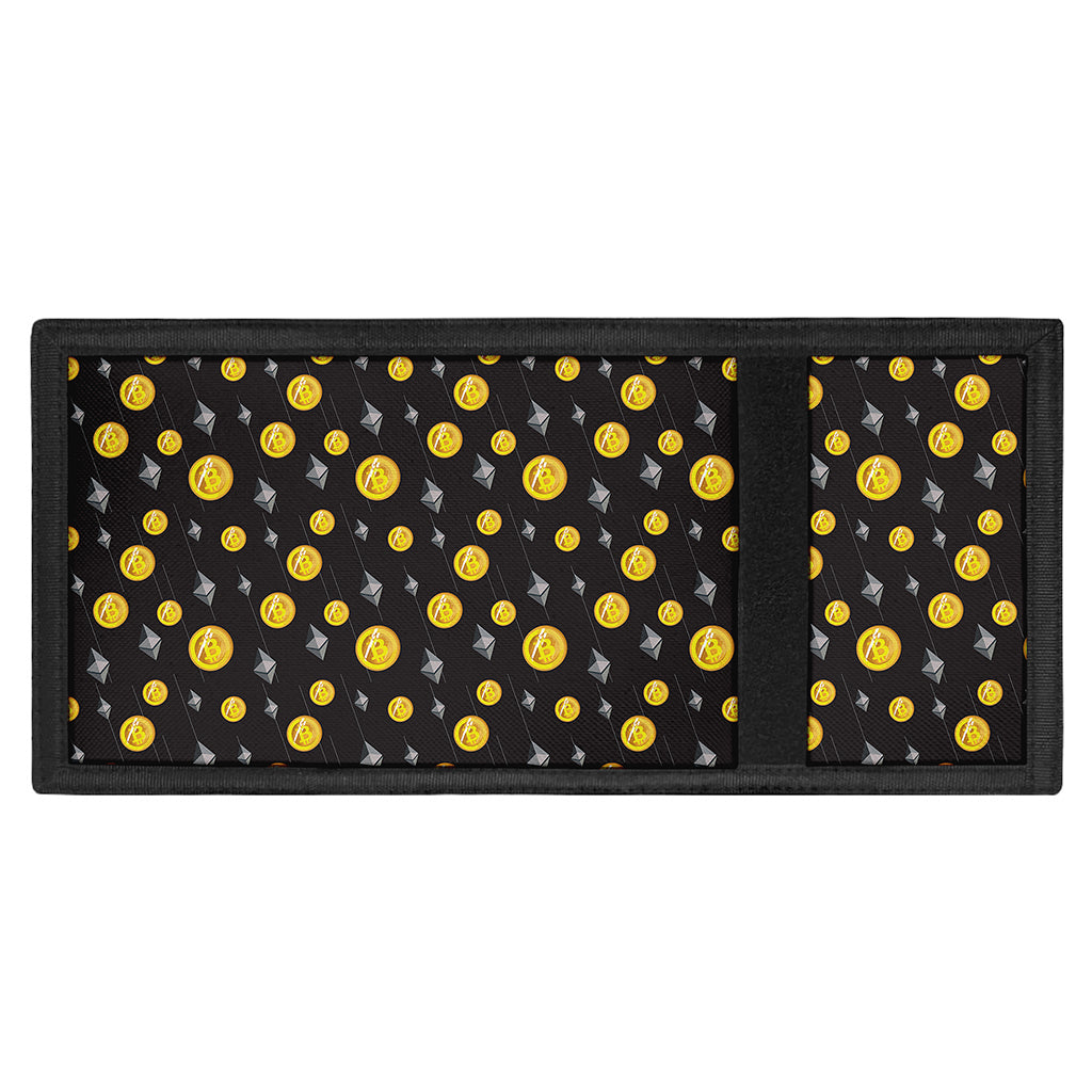 Bitcoin And Ethereum Pattern Print Trifold Wallet