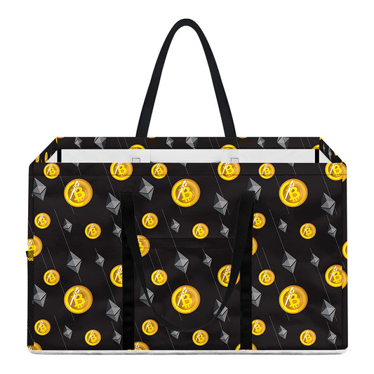 Bitcoin And Ethereum Pattern Print Utility Tote Bag