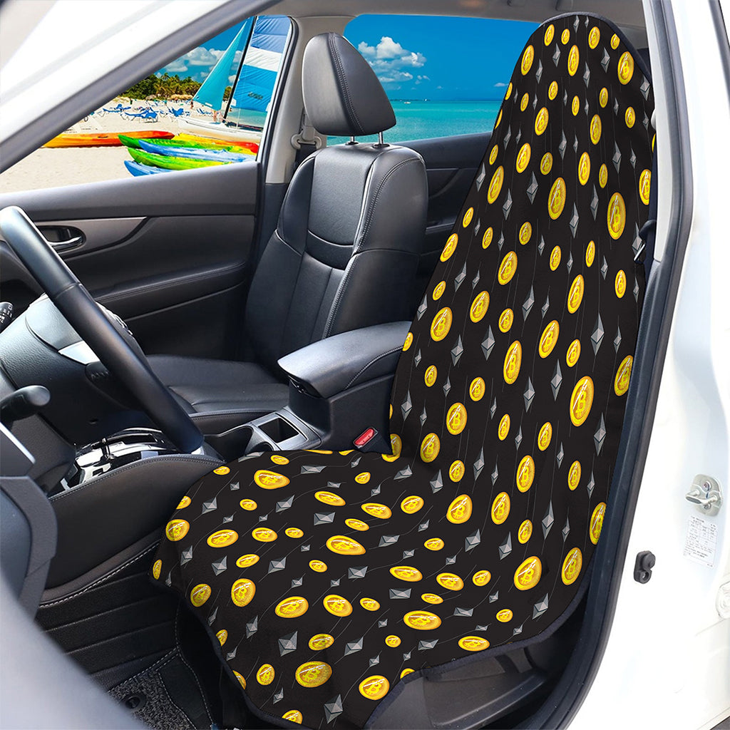 Bitcoin And Ethereum Pattern Print Waterproof Car Seat Cover