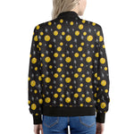 Bitcoin And Ethereum Pattern Print Women's Bomber Jacket
