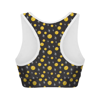 Bitcoin And Ethereum Pattern Print Women's Sports Bra