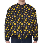 Bitcoin And Ethereum Pattern Print Zip Sleeve Bomber Jacket