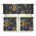 Bitcoin Connection Pattern Print 3 Piece Kitchen Curtains