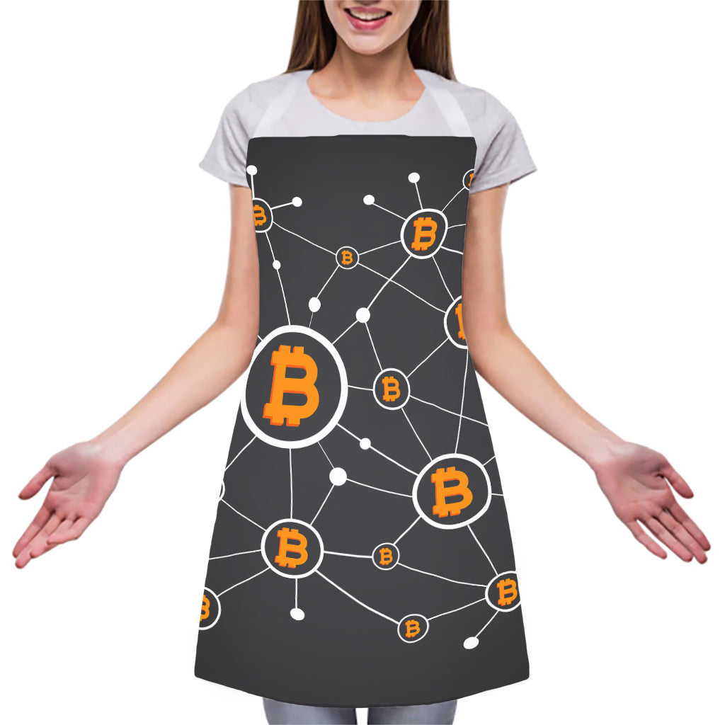 Bitcoin Connection Pattern Print Adjustable Apron