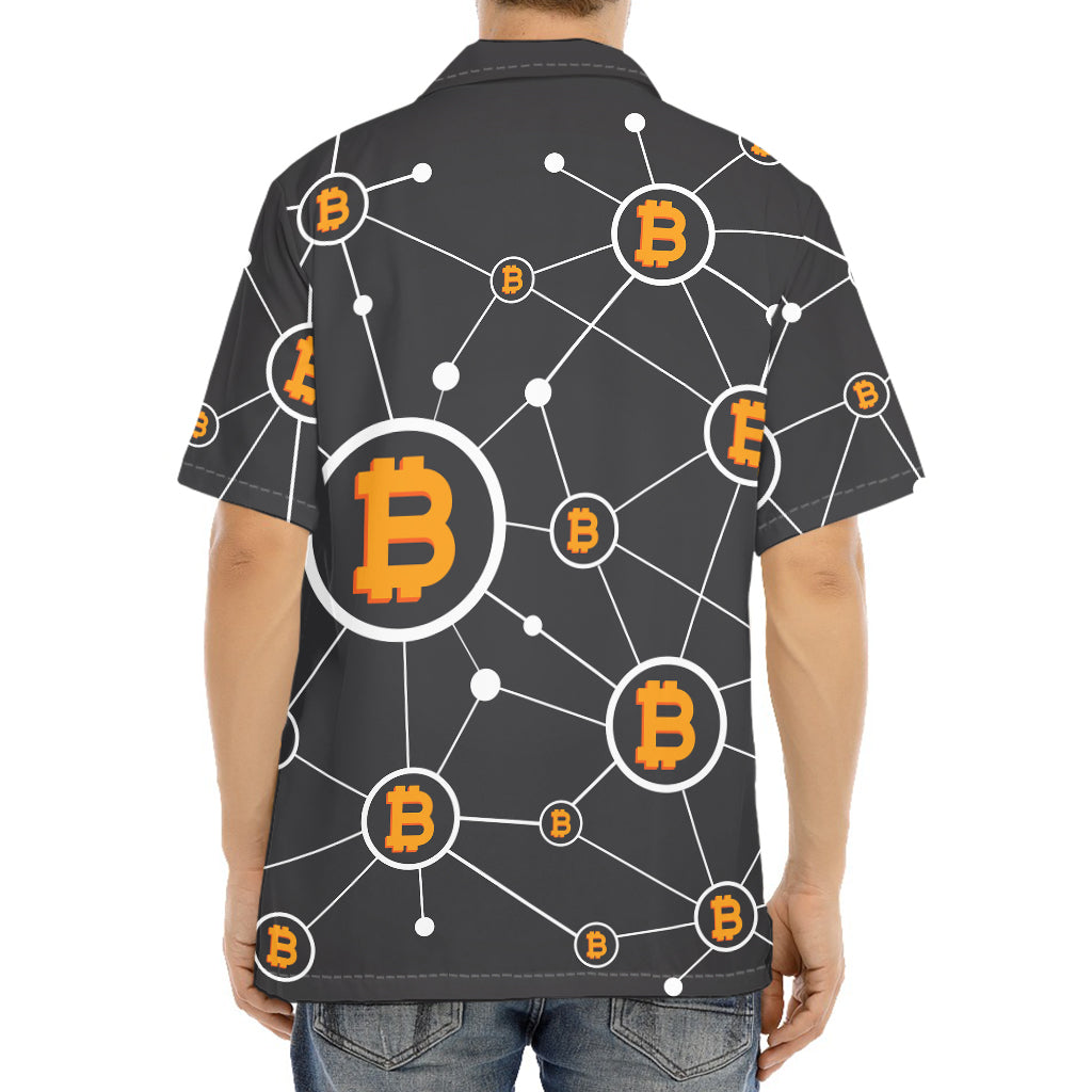 Bitcoin Connection Pattern Print Aloha Shirt