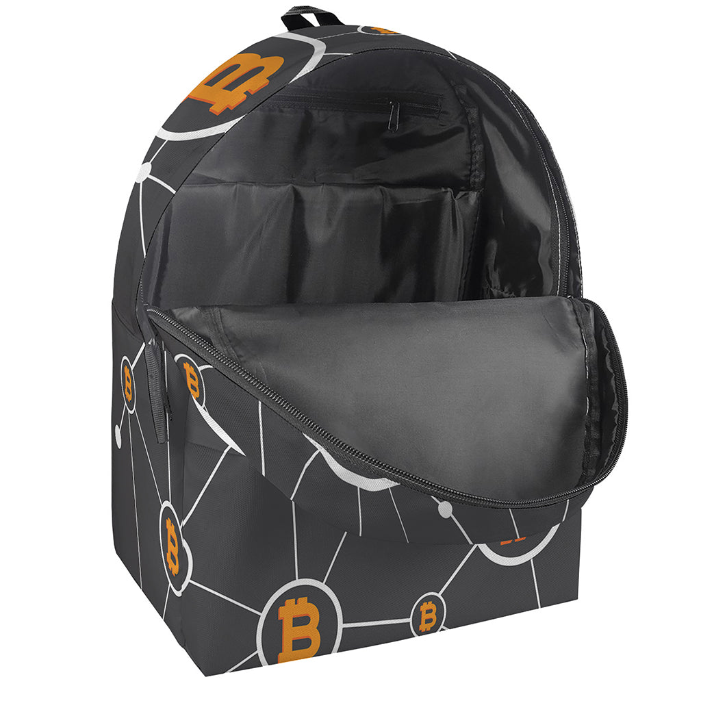 Bitcoin Connection Pattern Print Backpack