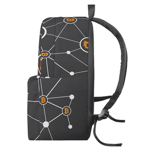 Bitcoin Connection Pattern Print Backpack