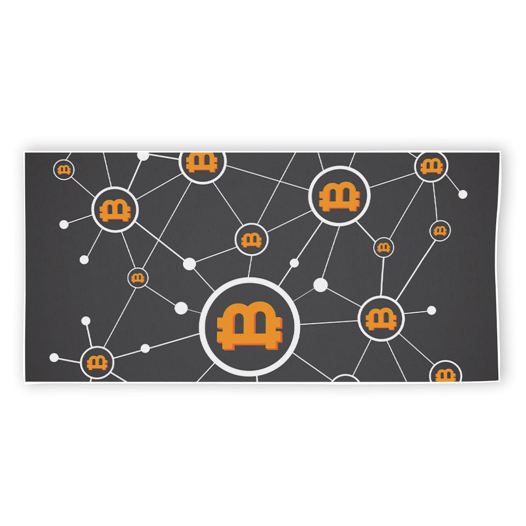 Bitcoin Connection Pattern Print Beach Towel