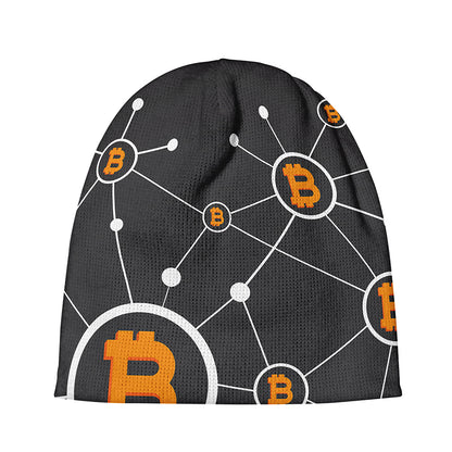 Bitcoin Connection Pattern Print Beanie
