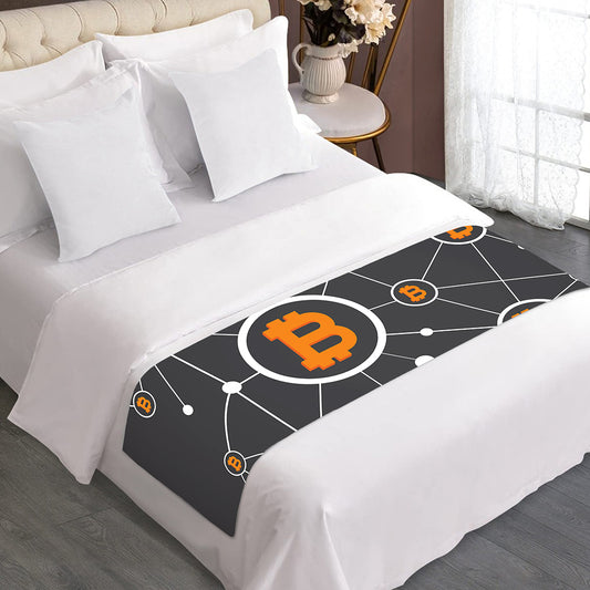 Bitcoin Connection Pattern Print Bed Runner