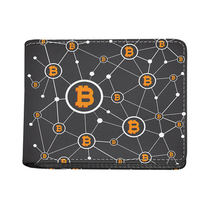 Bitcoin Connection Pattern Print Bifold Wallet