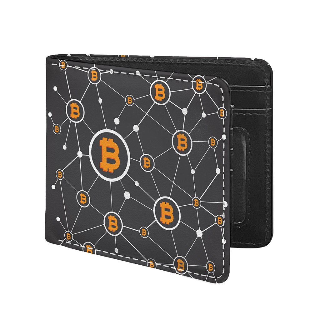 Bitcoin Connection Pattern Print Bifold Wallet