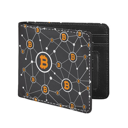 Bitcoin Connection Pattern Print Bifold Wallet