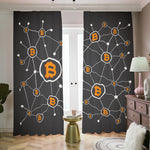 Bitcoin Connection Pattern Print Blackout Pencil Pleat Curtains