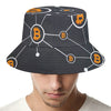 Bitcoin Connection Pattern Print Bucket Hat