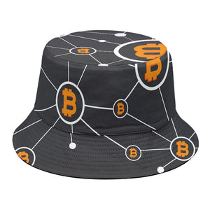 Bitcoin Connection Pattern Print Bucket Hat