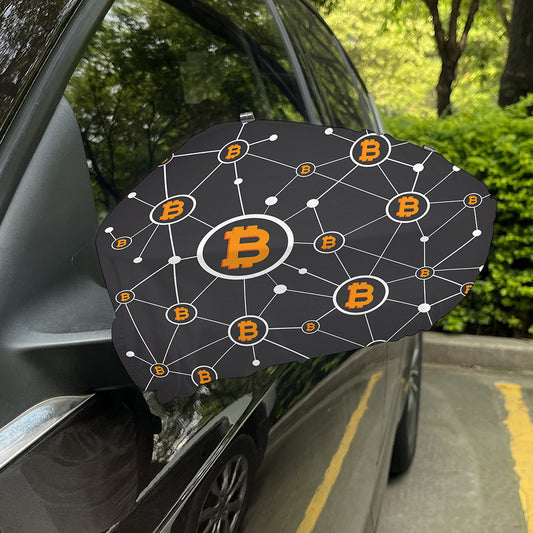 Bitcoin Connection Pattern Print Car Side Mirror Covers