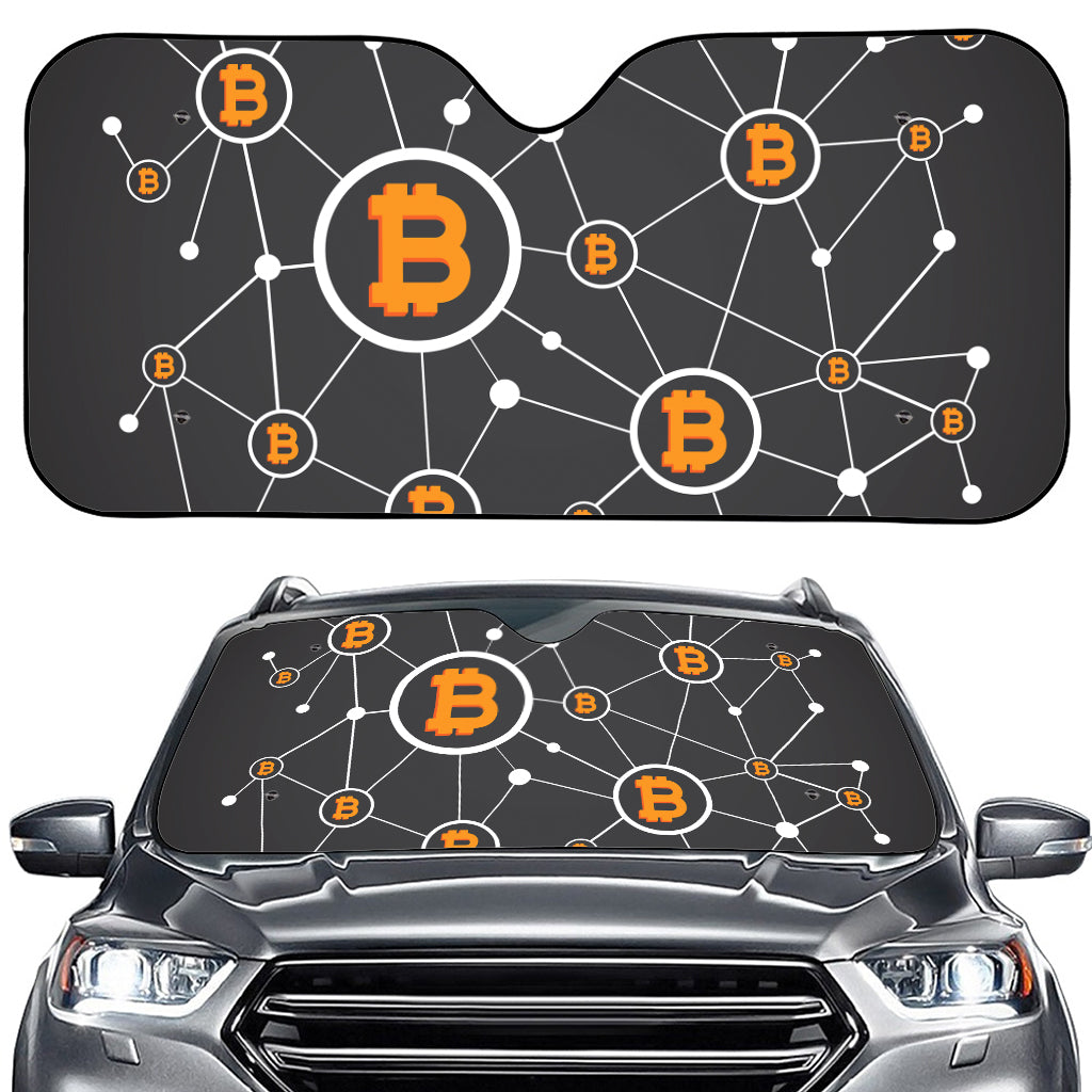 Bitcoin Connection Pattern Print Car Windshield Sun Shade