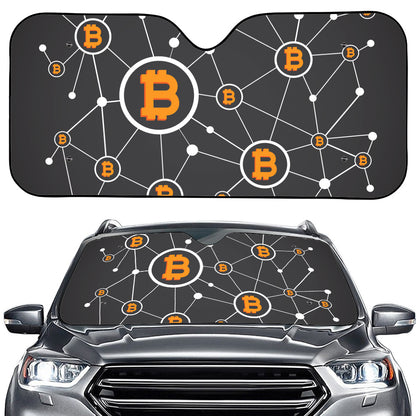 Bitcoin Connection Pattern Print Car Windshield Sun Shade
