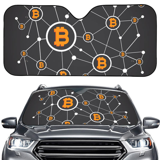 Bitcoin Connection Pattern Print Car Windshield Sun Shade