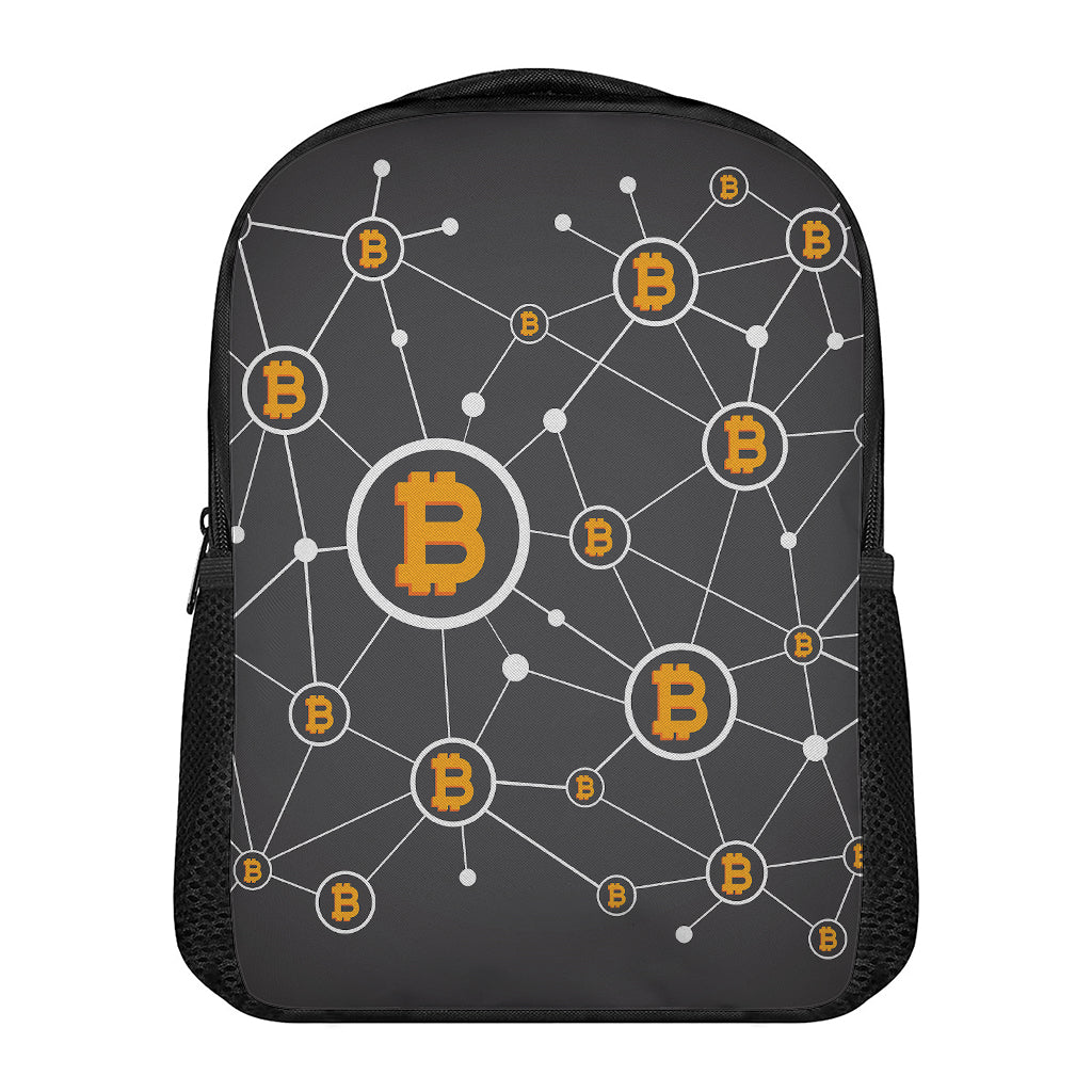 Bitcoin Connection Pattern Print Casual Backpack