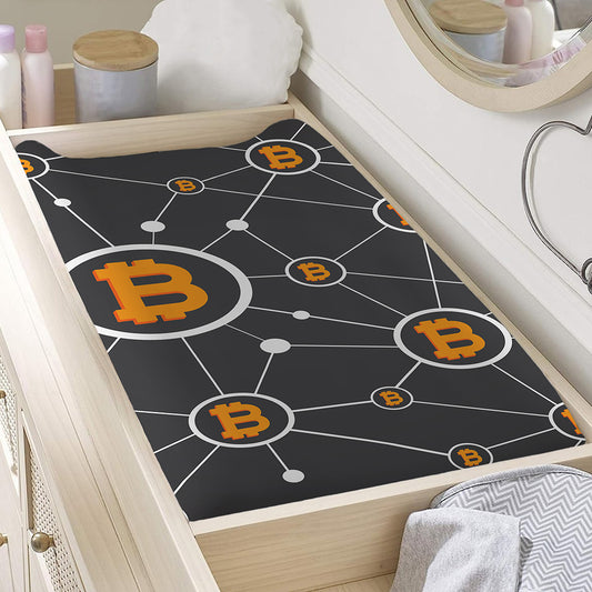 Bitcoin Connection Pattern Print Changing Pad Cover